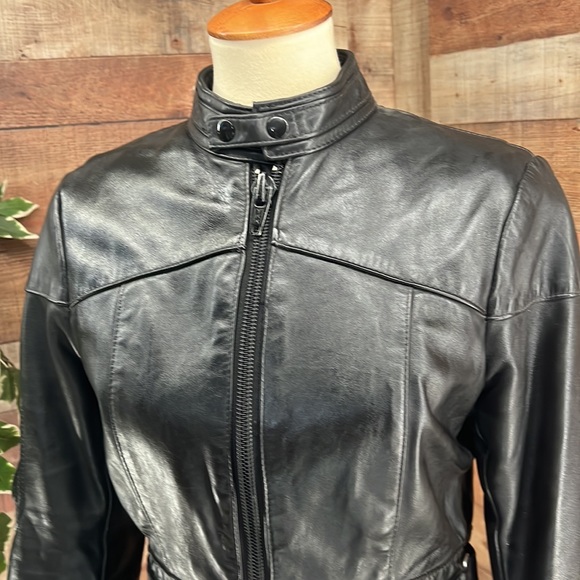 TAURUS Black Canadian Genuine Leather Quilted Liner Zippers Moto Coat - Picture 3 of 16